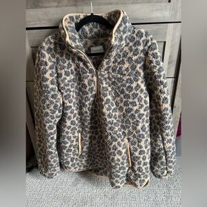 Abercrombie & Fitch Tan and Black Fleece Jacket